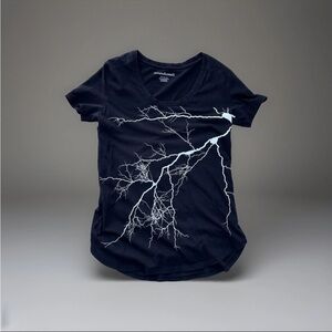 Norma Kamali 100% Cotton Black & White Lightening Strike T-Shirt Size Medium